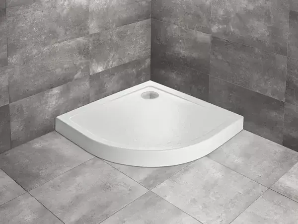 Cumpărături sigure Cadita de dus semirotunda, acrilica cu aspect de piatra, Radaway Doros A Compact Stone White