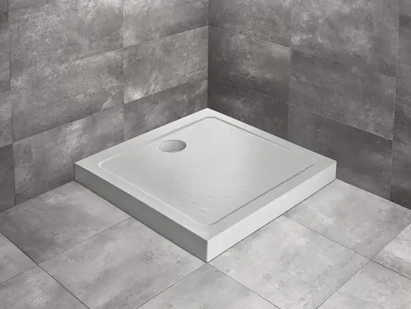Comandă acum Cadita de dus patrata, acrilica cu aspect de piatra, Radaway Doros C Compact Stone White