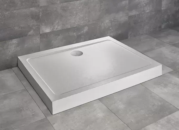 Cadita de dus dreptunghiulara, acrilica cu aspect de piatra, Radaway Doros D Compact Stone White Preț promoțional
