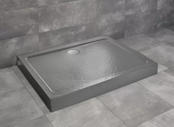 Cadita de dus dreptunghiulara, acrilica cu aspect de piatra, Radaway Doros D Compact Stone Anthracite Plată securizată