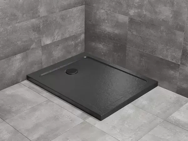 Reduceri Cadita de dus dreptunghiulara, acrilica cu aspect de piatra, Radaway Doros F Stone Black