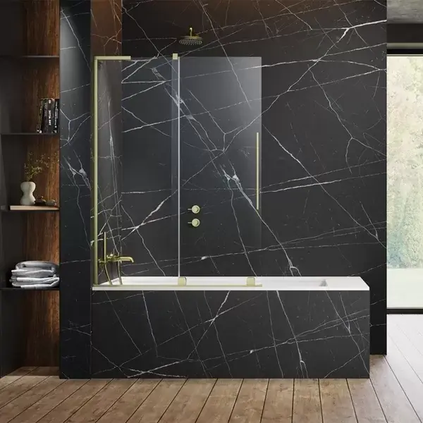 Reduceri Paravan pentru cada de baie, cu stabilizator de unghi L, Radaway Furo SL Brushed Gold PND II