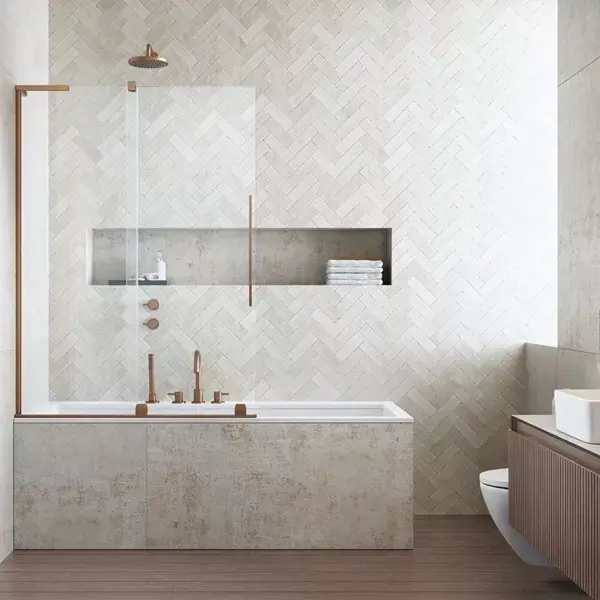 Paravan pentru cada de baie, cu stabilizator de unghi L, Radaway Furo SL Brushed Copper PND II Preferatul clienților