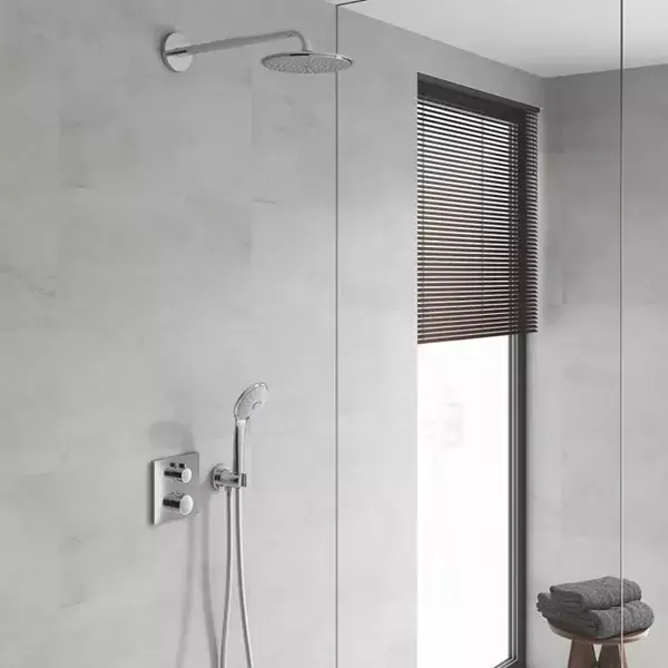 Sistem de dus incastrat, cu baterie termostatata patrata, Grohe GrohTerm 34734000 Disponibil imediat