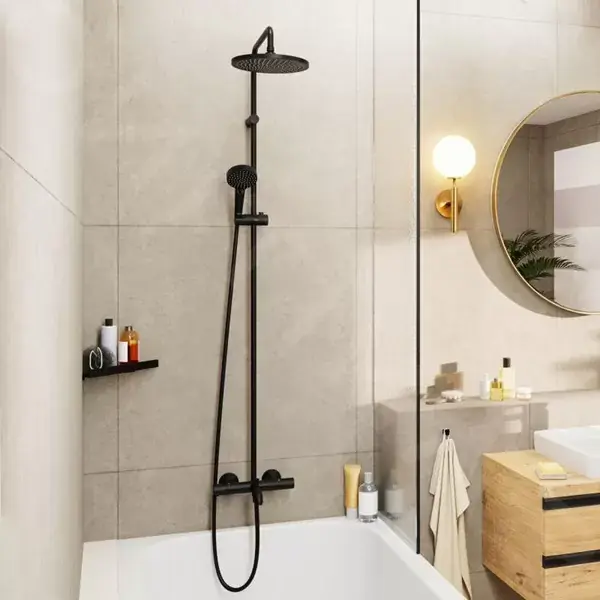 Sistem cada dus fix si mobil, cu baterie termostatata, negru mat (matt black), Hansgrohe Vernis Blend 240 26899670 Premium