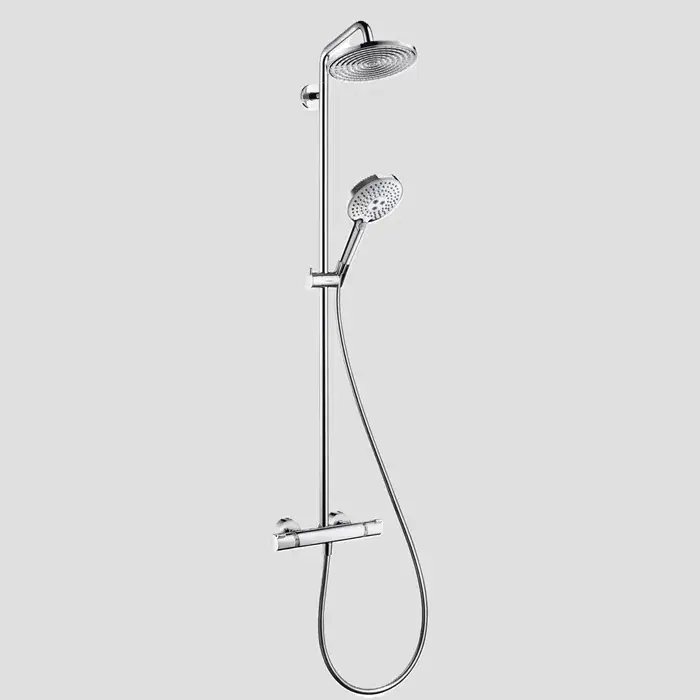Sistem de dus fix si mobil, cu baterie termostatata EcoSmart, crom, Hansgrohe Raindance S 240 1 Jet 27116000 Reducere extra