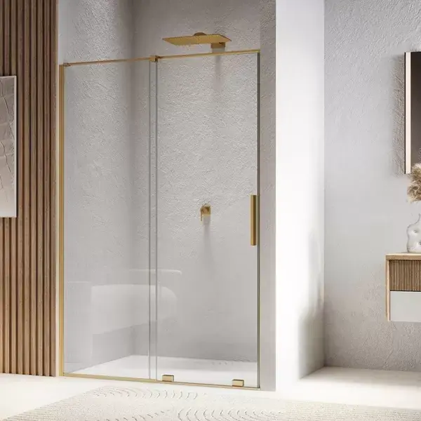 Usa culisanta pentru nisa, din doua bucati, cu kit inchidere usa in nisa, auriu periat, Ronal Amalia Gold Brushed D35S2+V2.D35.13 Reducere specială