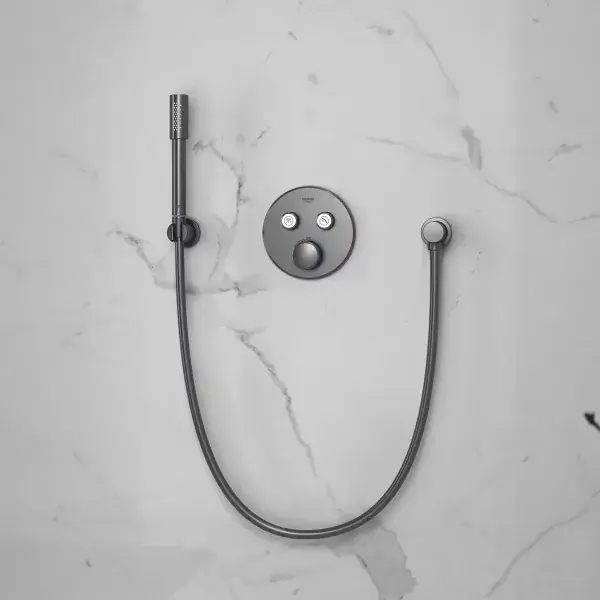 Baterie de dus incastrata cu termostat, rotunda, cu 2 iesiri, antracit mat (brushed hard graphite), Grohe Grohtherm SmartControl 29119AL0 Reduceri