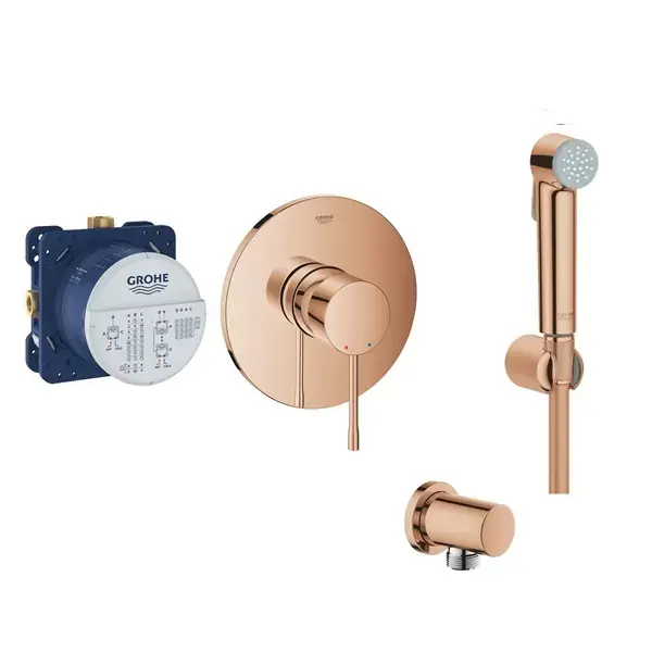 Baterie de dus incastrata Essence, cu set de dus igiena intima, cupru lucios (warm sunset), Grohe Tempesta F Trigger Spray 30 24057DA1+35600000 +27513DA1+27057DA0 Popular