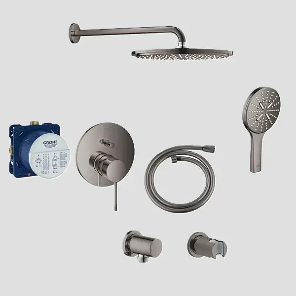 Cumpără acum Sistem de dus fix si mobil incastrat, cu baterie monocomanda, antracit lucios (hard graphite), Grohe Essence Rainshower Cosmopolitan 310 24058A01 set