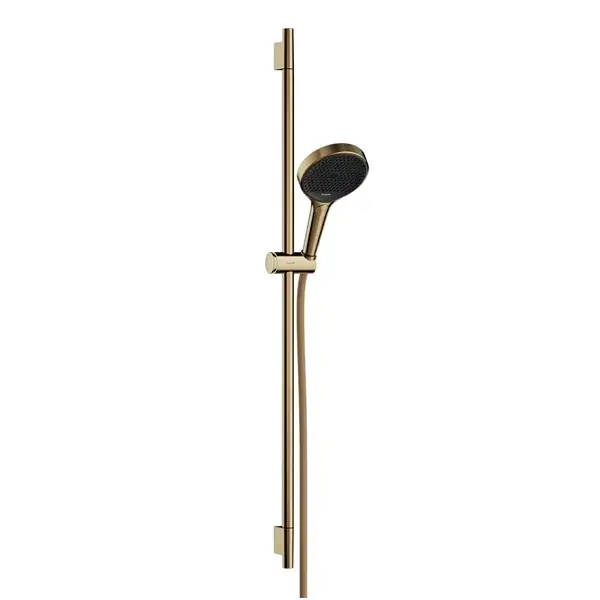 Promoție Set de dus 130 3jet EcoSmart, cu bara 90 cm si furtun, auriu lucios (polished gold optic), Hansgrohe Pulsify 28744990