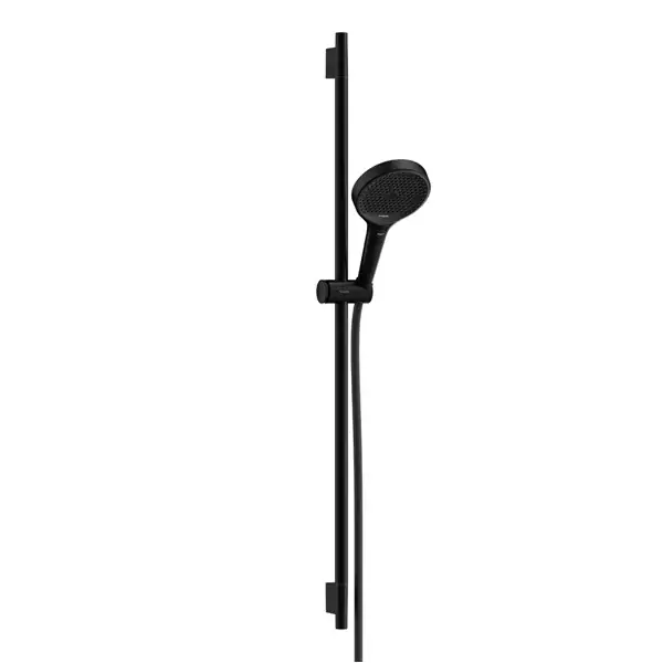 Set de dus 130 3jet EcoSmart, cu bara 90 cm si furtun, negru mat (matt black), Hansgrohe Pulsify 28744670 Livrare expres