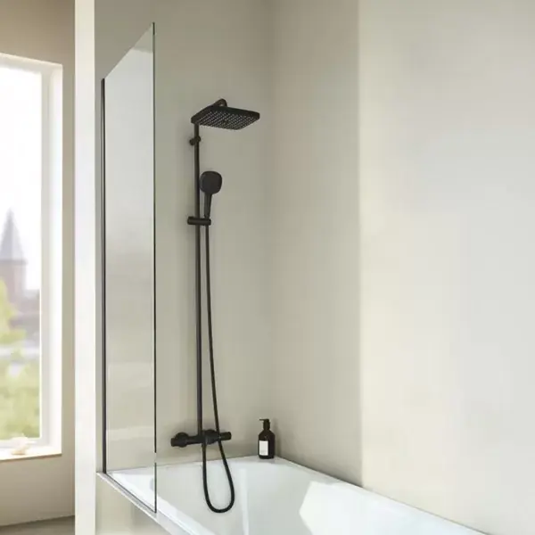 Sistem cada dus fix si mobil, cu baterie termostatata, negru mat (matte black), Grohe Tempesta System 250 Cube 266912431 Disponibil imediat
