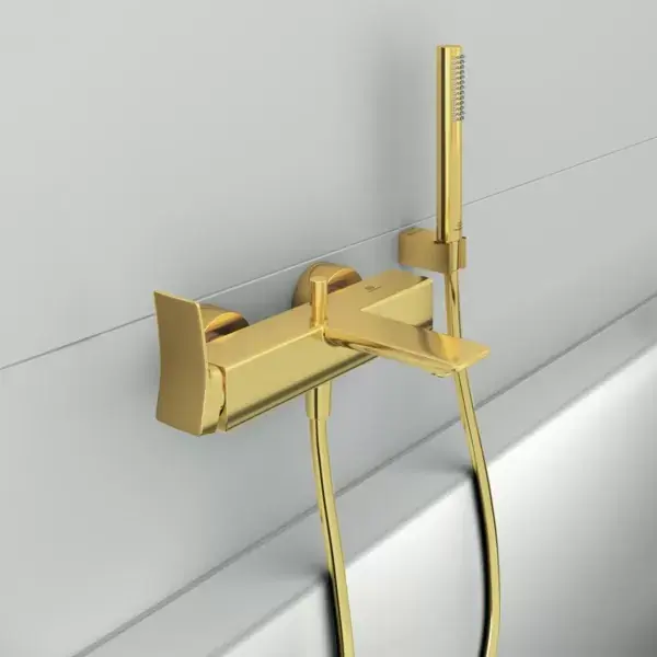Ofertă de sezon Baterie cada dus monocomanda, cu set de dus, auriu mat (brushed gold), Ideal Standard Conca BC763A2