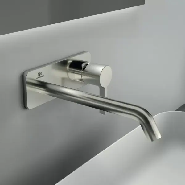Retur ușor Baterie lavoar monocomanda incastrata, pipa 22 cm, gri metalic (silver storm), Ideal Standard Joy A7381GN