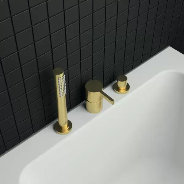 Baterie cada dus montaj pe cada, cu 3 orificii, auriu mat (brushed gold), Ideal Standard Joy BC788A2 Preț promoțional