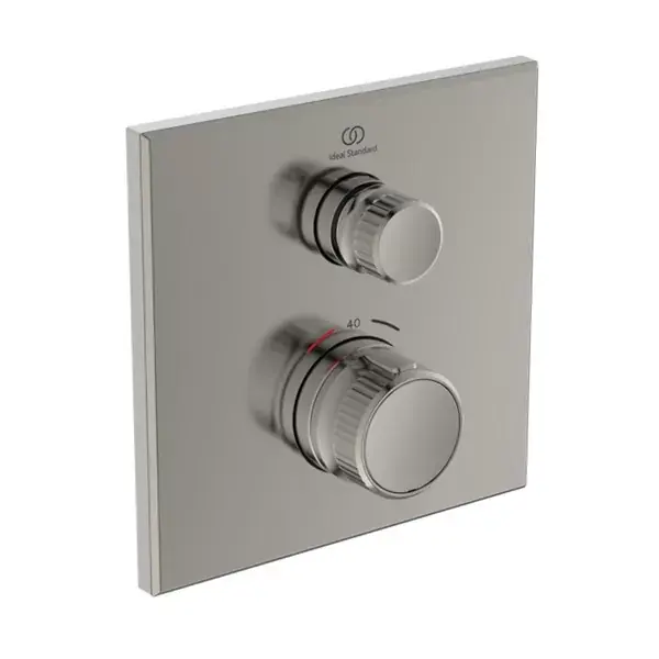 Reducere de preț Baterie de dus termostatata, incastrata patrata, gri metalic (silver storm), Ideal Standard Ceratherm Navigo A7301GN