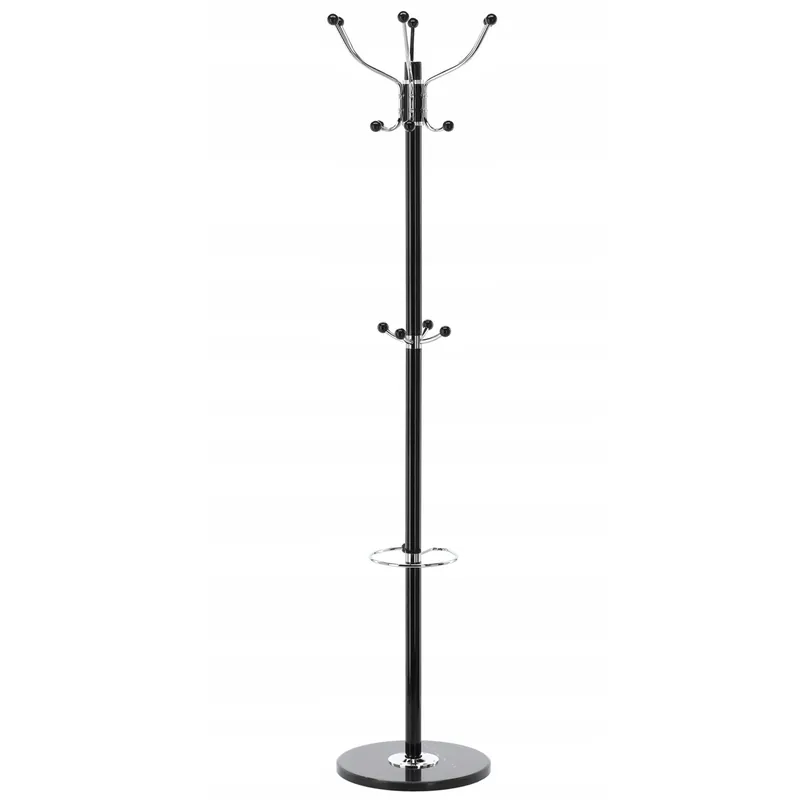 Ieftin Cuier hol metalic 178 cm, 16 carlige, design minimalist, negru
