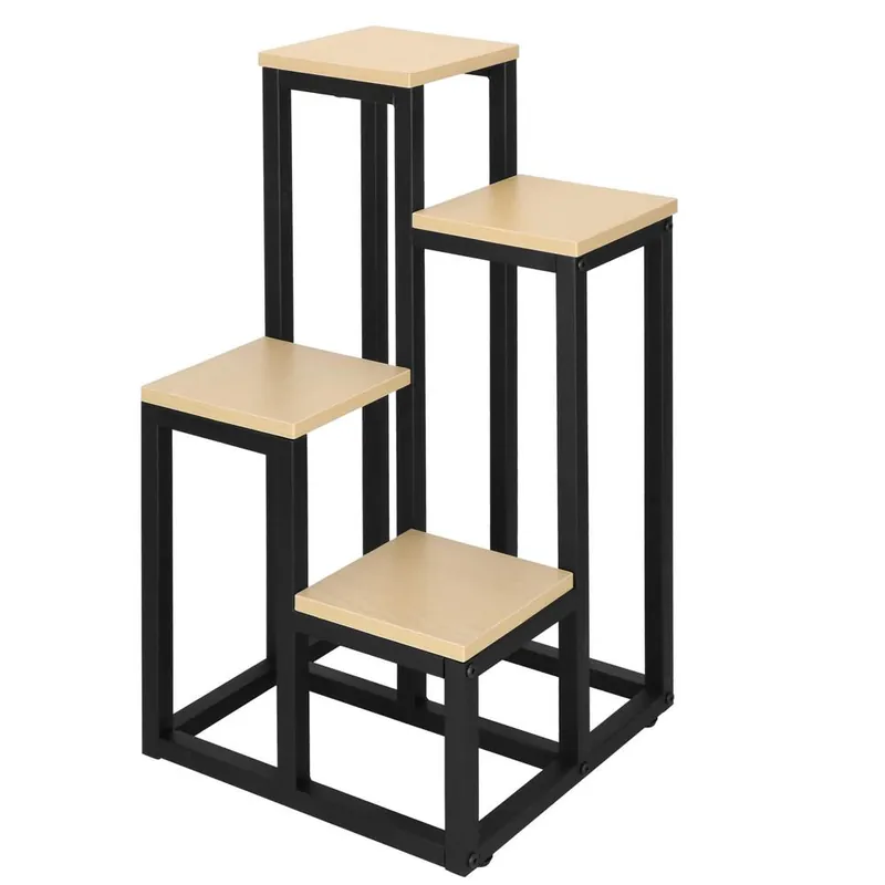 Cel mai vândut Stand pentru flori, cadru metalic, 4 etajere, 34x34x68 cm, bej