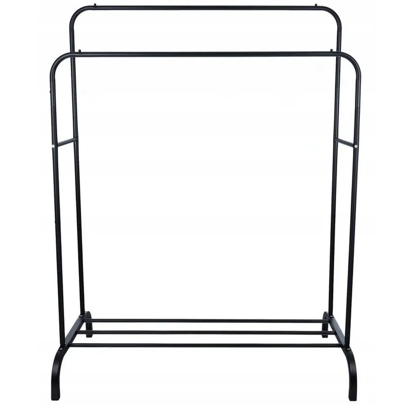 Plată sigură Suport metalic pentru haine 110x55x145 cm, cu bara dubla si raft pentru incaltaminte, negru