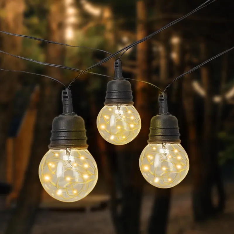 Reducere Ghirlanda luminoasa decorativa pentru exterior, alimentare la priza, 10 metri, 10 becuri LED cu iluminare calda 3000K, IP44