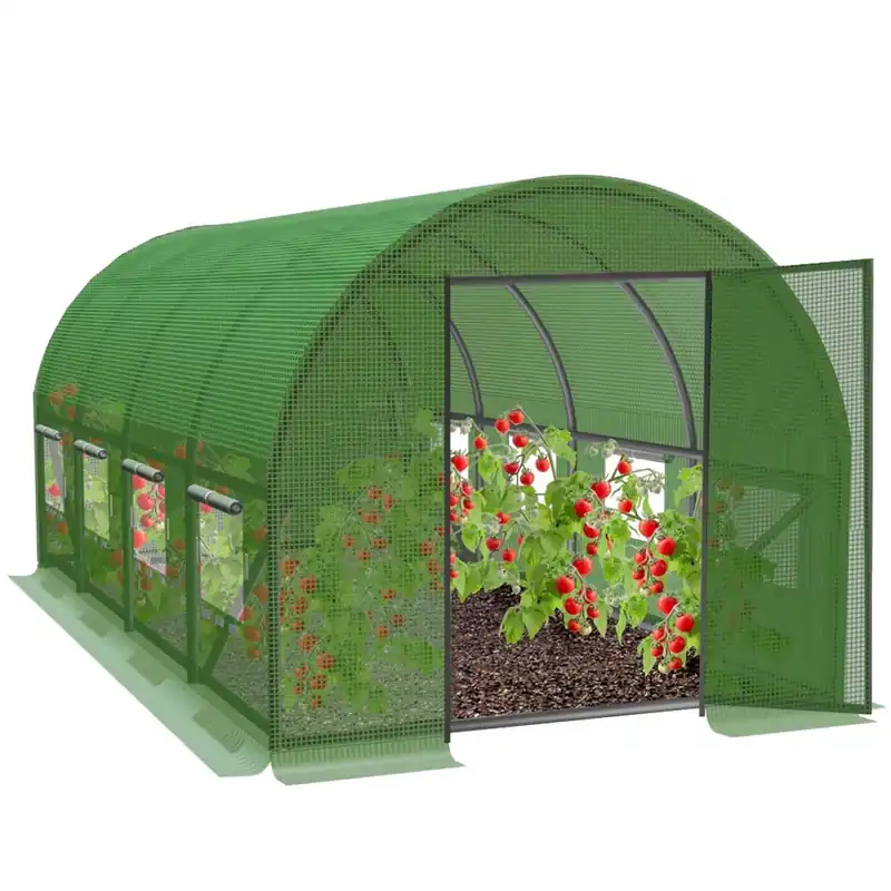 Cel mai vândut Sera de gradina, tip tunel cu cadru metalic, 300×600 cm, verde, 18 mp, usa cu cadru metalic