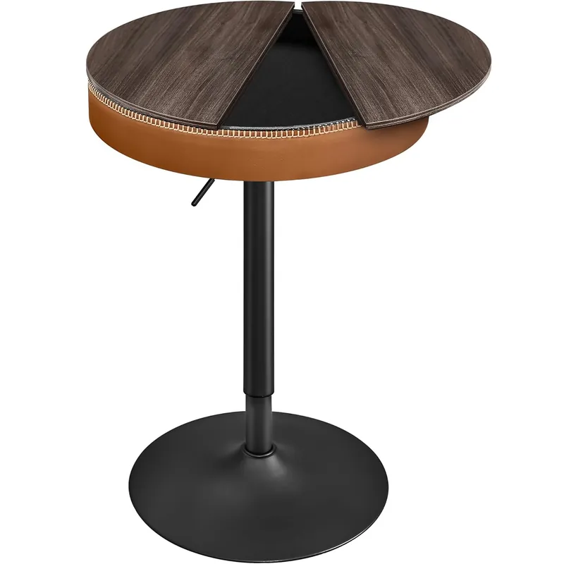 VASAGLE Masa de bar maro caramel, 59x59x(83-105) cm – inaltime reglabila, compartiment de depozitare Ofertă de sezon