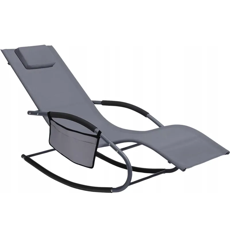 Leagan tip sezlong pentru gradina 148x63x87 cm, structura otel, textilen, design ergonomic, gri inchis Lichidare de stoc