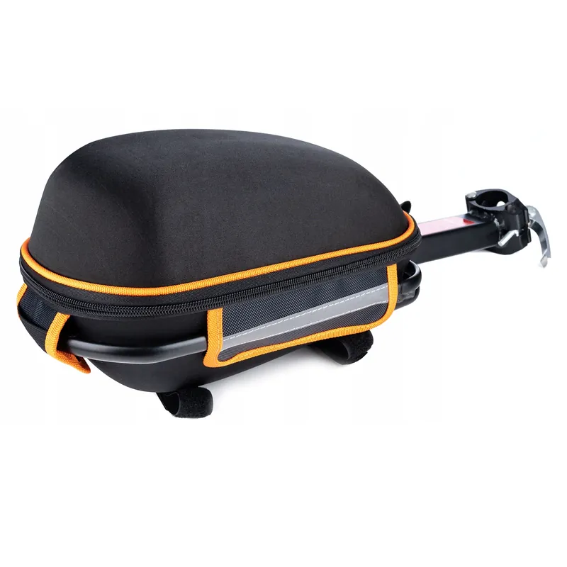 Geanta bicicleta cu prindere pe portbagaj tija sa 28x19x17 cm, 10L, poliester, borseta spate cu suport aluminiu, negru Promoție