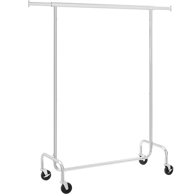 Discount RESIGILAT SONGMICS Suport pentru haine cu sina superioara extensibila, pe roti, reglabil pe latime, 45x(110-150)x160cm, inox argintiu