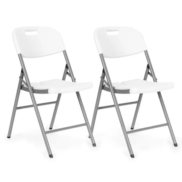 Cumpără online Set 2 scaune pliante 44x58x83 cm, structura metal si sezut HDPE, pliabile si usoare, alb