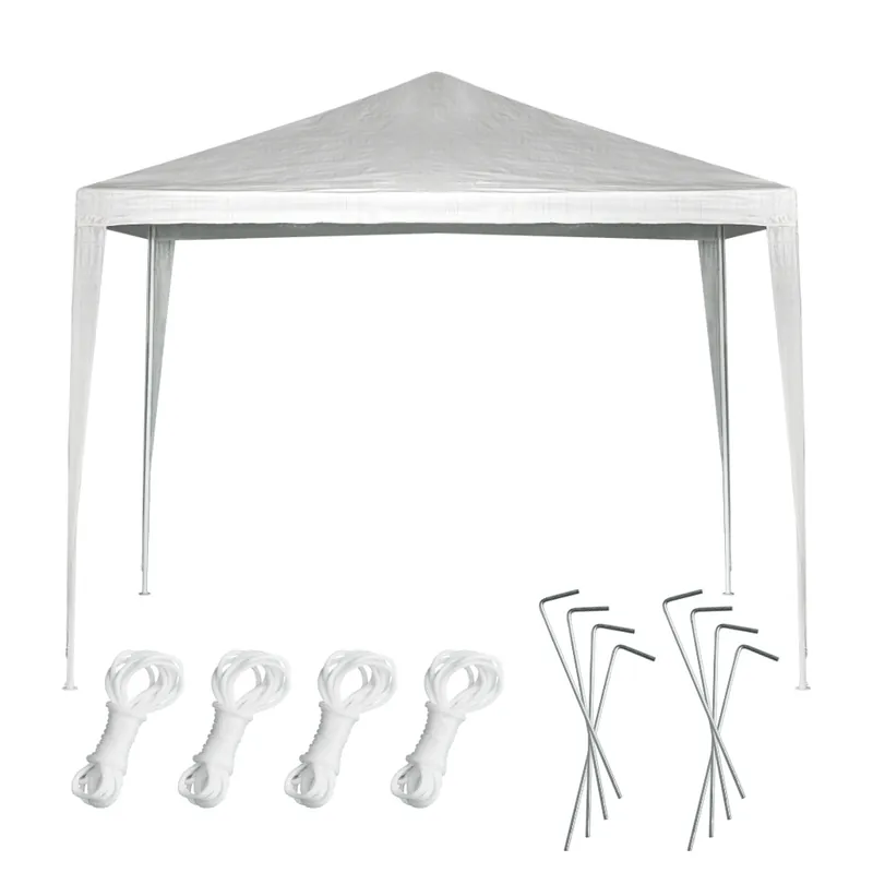 Pavilion gradina 300x300x255 cm, structura metalica cu 4 picioare, acoperis PE 90g/mp, alb Vezi acum