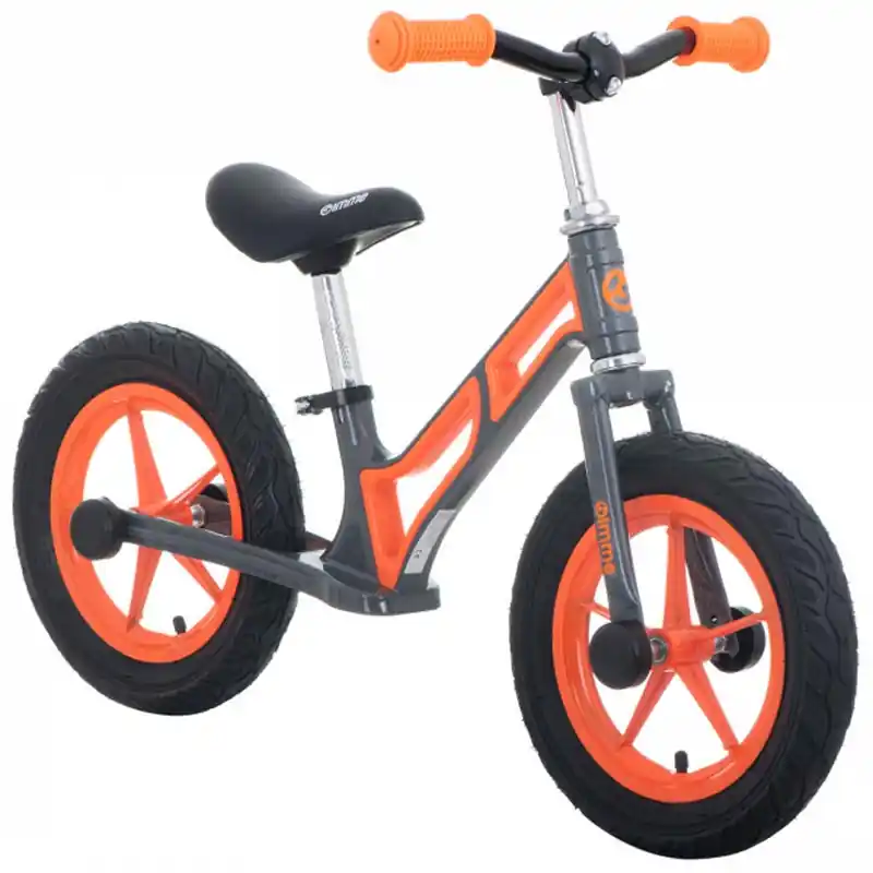 Bicicleta fara pedale LEO pentru copii 12″, cadru otel, roti gonflabile cu camera, reglabila 52–60 cm, gri Cel mai bun preț