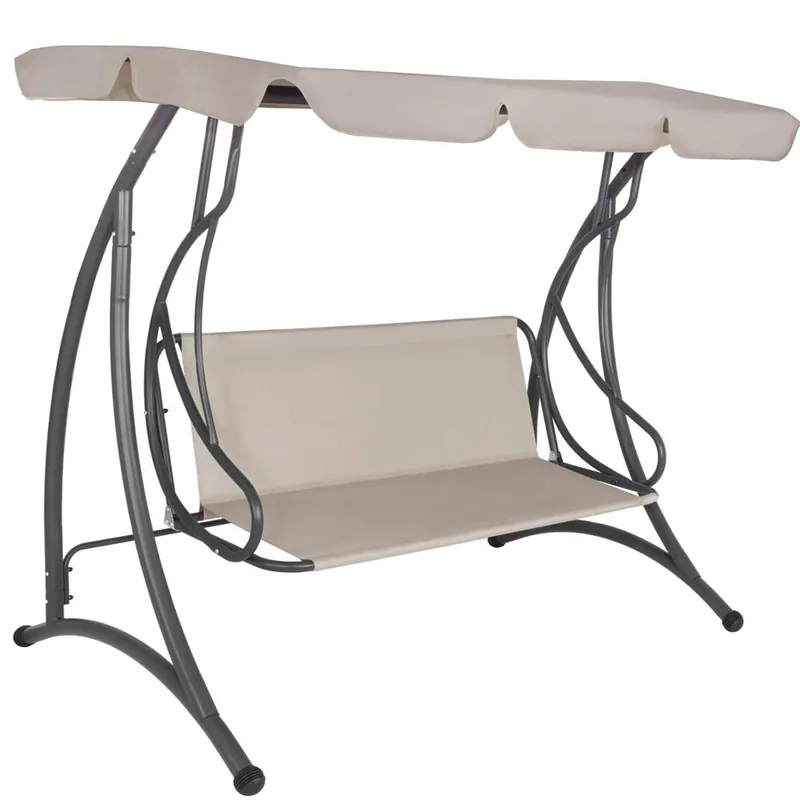 Popular Leagan de gradina 190x115x176 cm, pentru 3 persoane, copertina reglabila, perne incluse, cadru otel si material impermeabil, bej