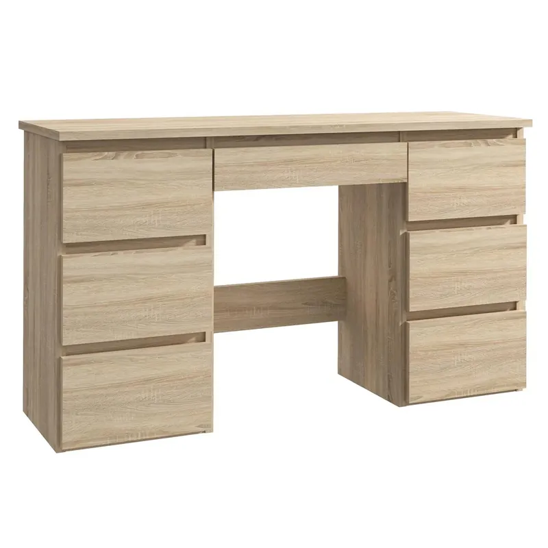 Birou cu 7 sertare Beta 4 120x43x75 cm, design minimalist, sonoma Mai ieftin