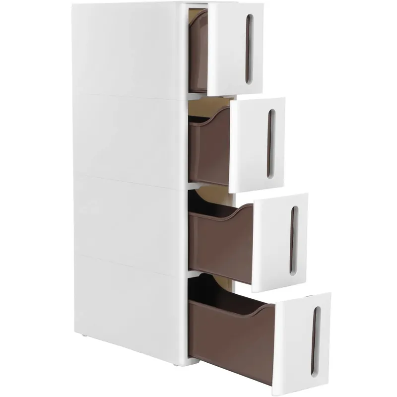 RESIGILAT SONGMICS Dulap de depozitare pe roti, pentru bucatarie sau baie, din plastic, cu 4 nivele, 45x17x84cm, alb Ofertă de sezon