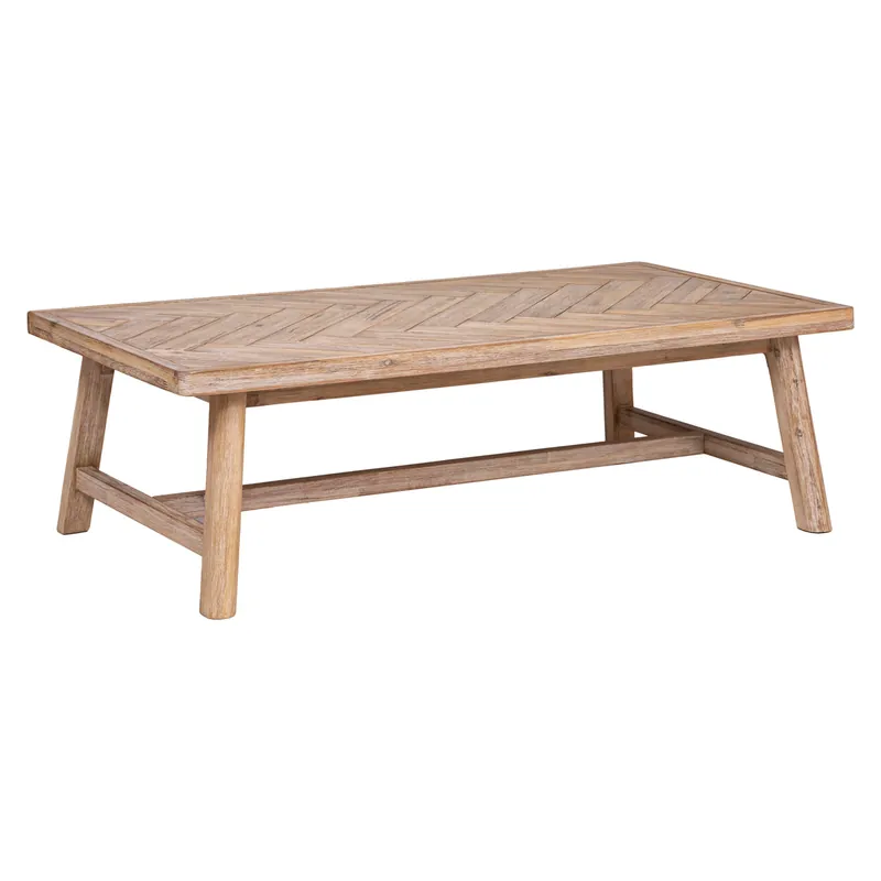 Cumpără online Masuta de cafea Atmosphera Aeris, lemn acacia si blat MDF chevron, 130x70x40 cm, natur