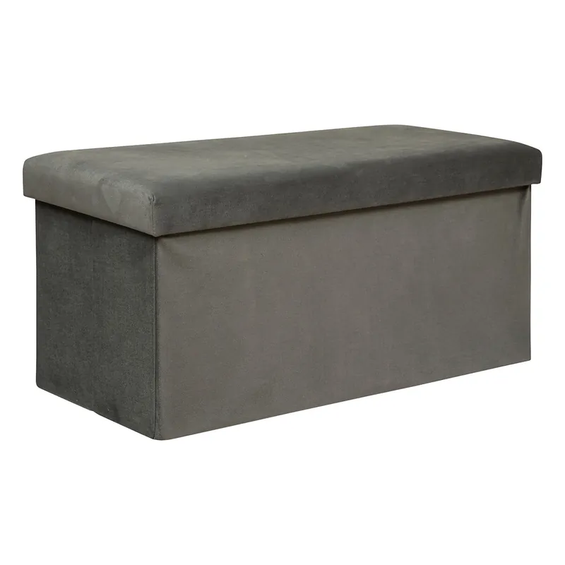 Taburet pliabil Atmosphera Lilou cu spatiu depozitare 80L, 76x38x38 cm, gri Chilipir