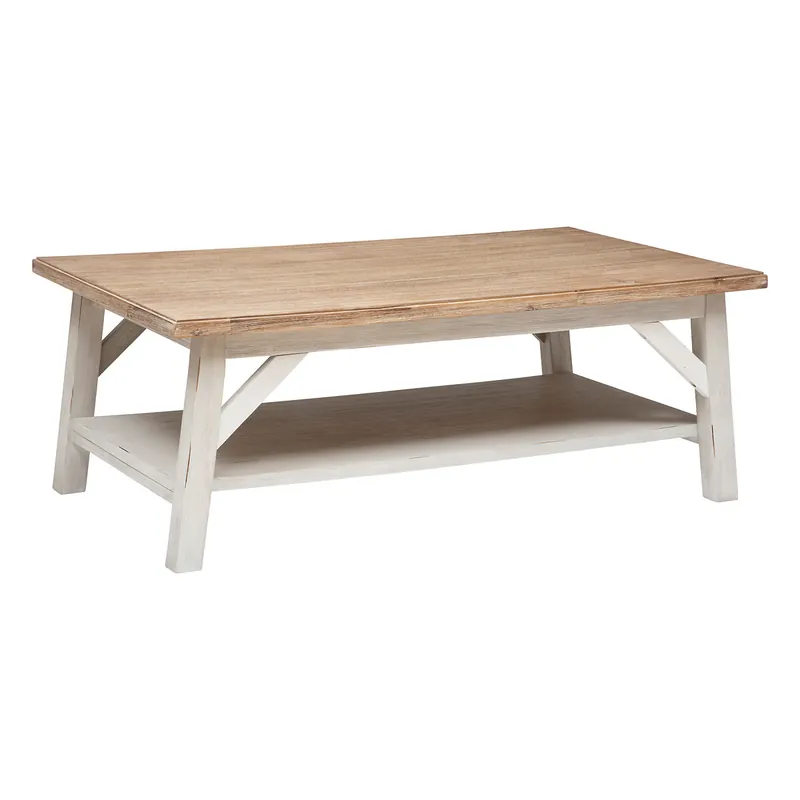 Preț redus Masuta cafea Atmosphera Olbia cu 2 blaturi, MDF si acacia, 120x70x45 cm, alb