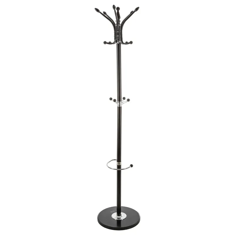 Preț redus Cuier metalic 5Five cu 12 carlige si suport umbrele, otel si marmura, 182 cm, negru