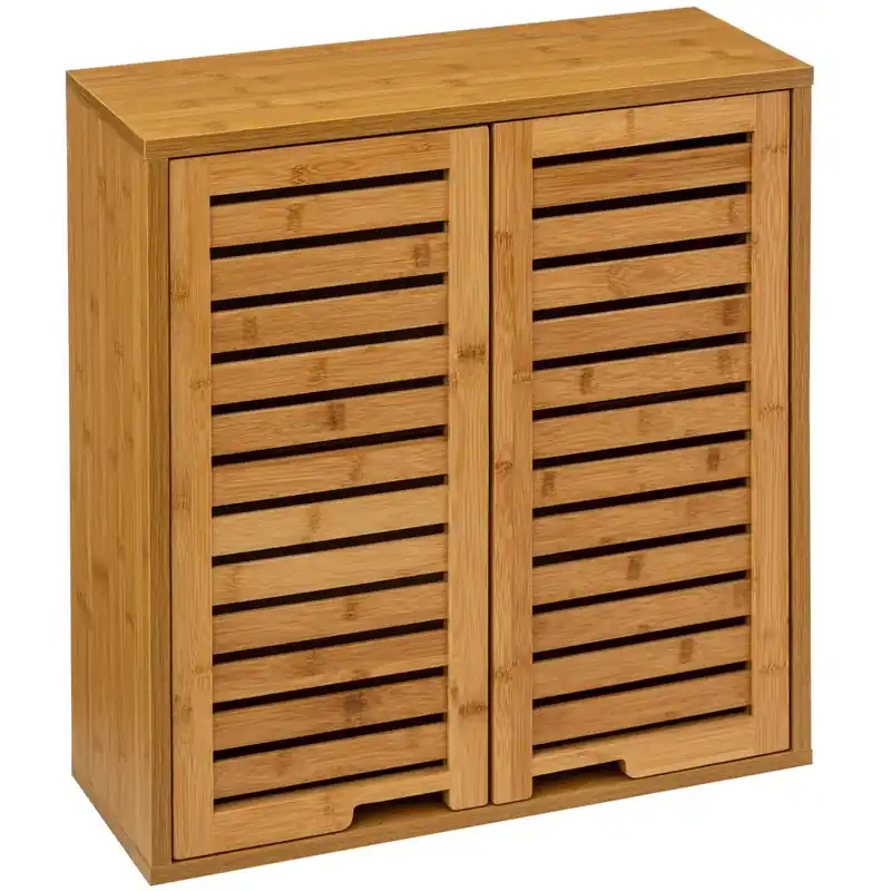 Disponibil imediat Dulap suspendat 5Five Sicela cu usa si rafturi, bambus si MDF, 52x20x59 cm, natur