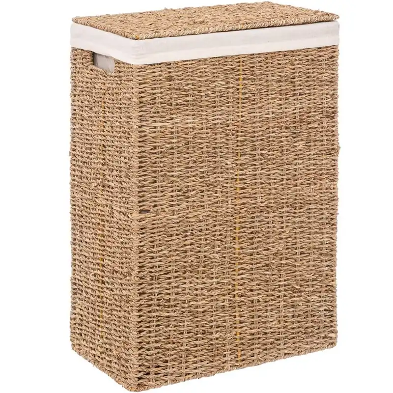 Ofertă exclusivă Cos rufe 5Five din trestie impletita, cadru metalic, 40 litri, 37x22x55 cm, maro