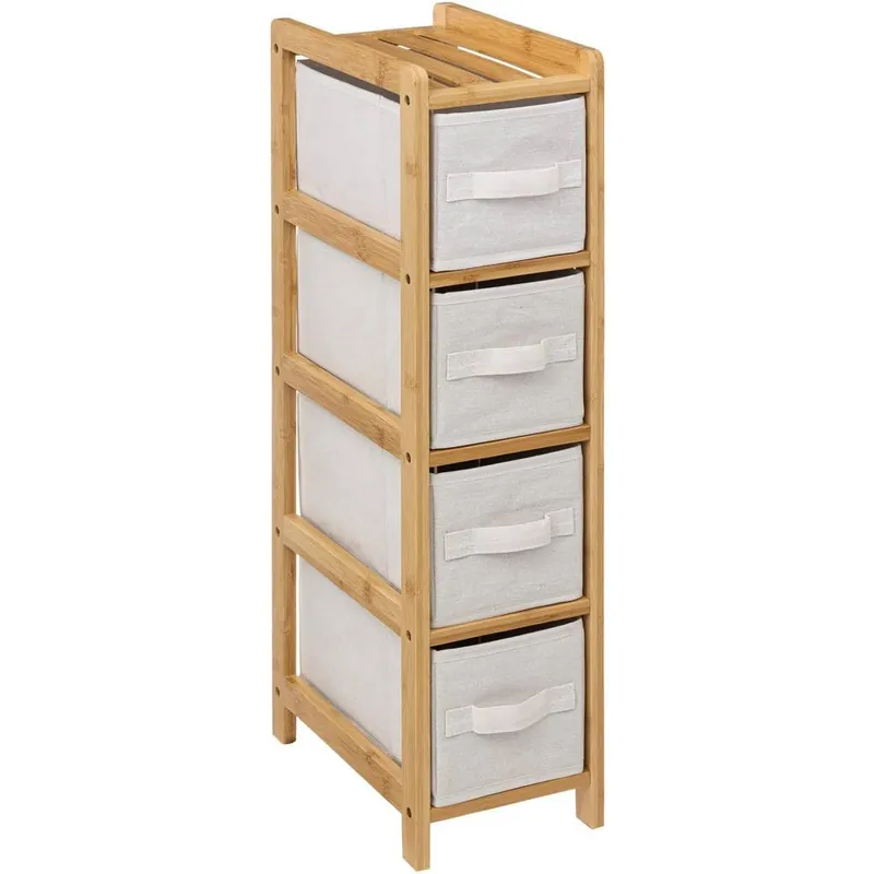 Dulap 5Five Tidy Box cu 5 rafturi, carton presat si bambus, 33x19x78 cm, bej Cumpărături sigure