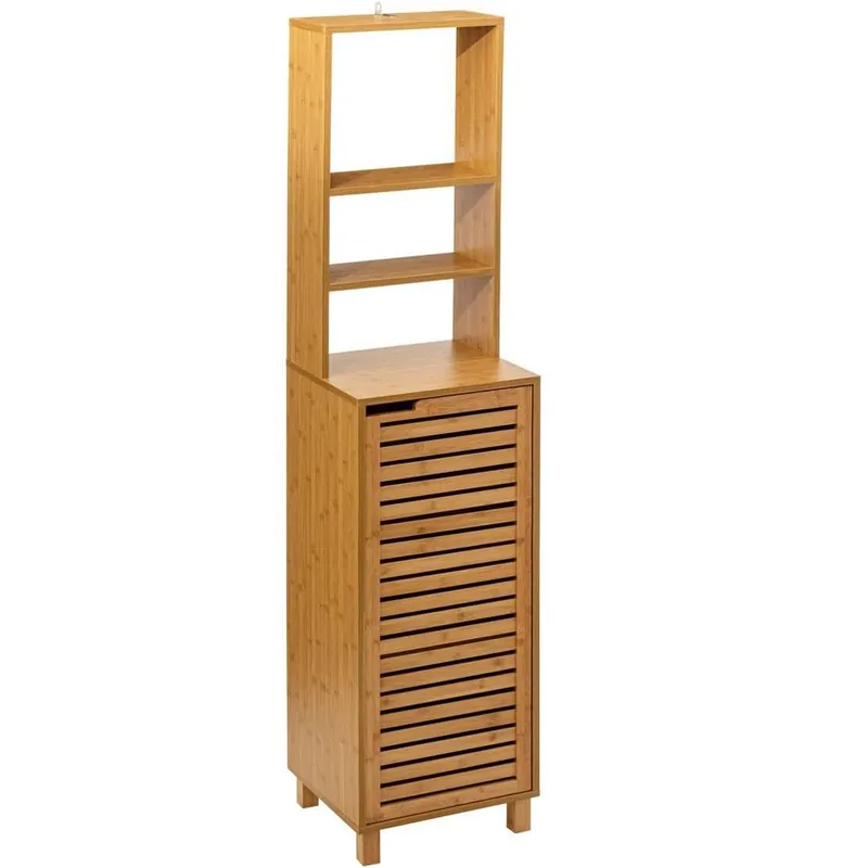 Dulap baie 5Five Sicela cu usa si rafturi, bambus, 38x33x168 cm, natur Reducere
