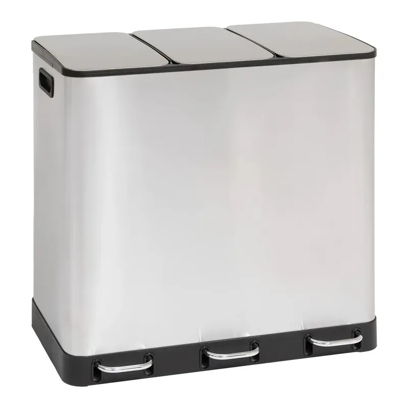 Cos gunoi 5Five Ariane, colectare selectiva, 3 compartimente 18L, inox, 61x36x62 cm, gri Livrare rapidă