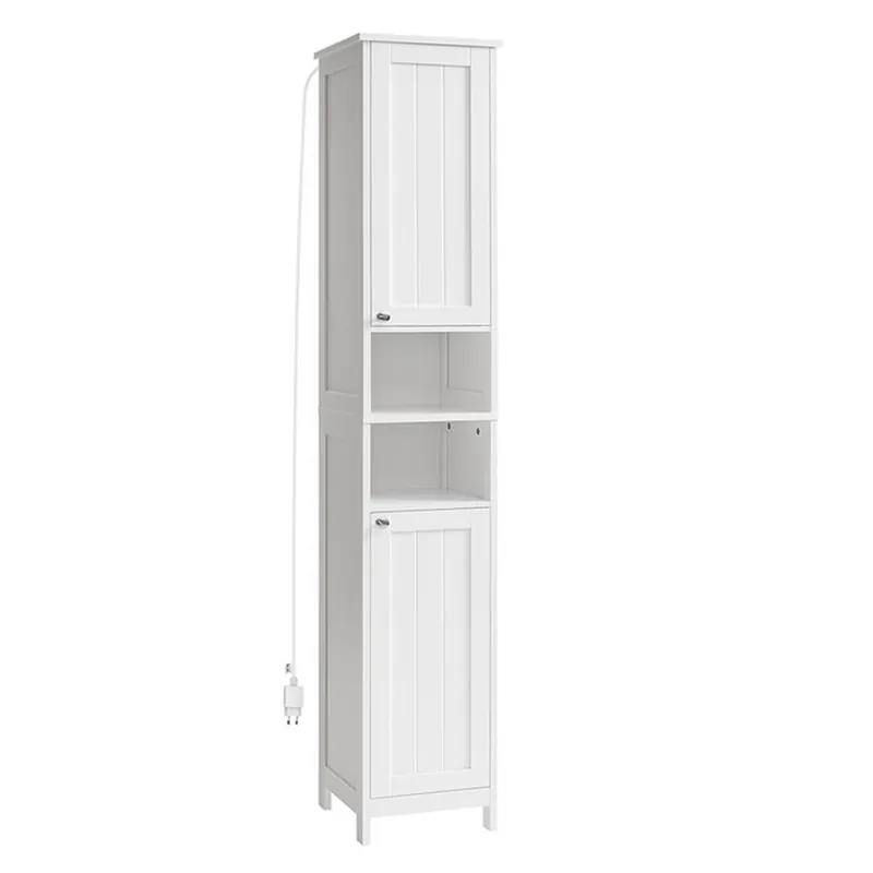 Doar azi VASAGLE Dulap baie inalt si ingust cu lumina LED, rafturi reglabile, MDF lacuit, 30x30x170 cm, alb