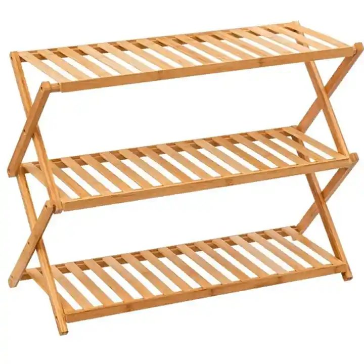 Etajera pantofi pliabila din bambus, pentru 9 perechi, 70x29x53 cm, natur Nu rata