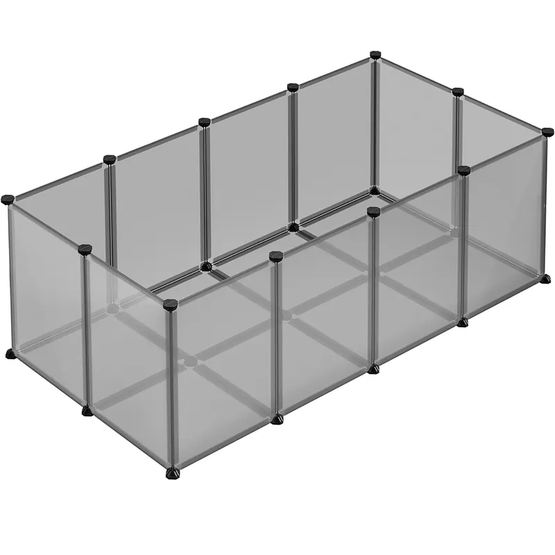 SONGMICS Tarc modular pentru animale mici, ABS, configurabil, 125x63x42 cm, gri Calitate înaltă