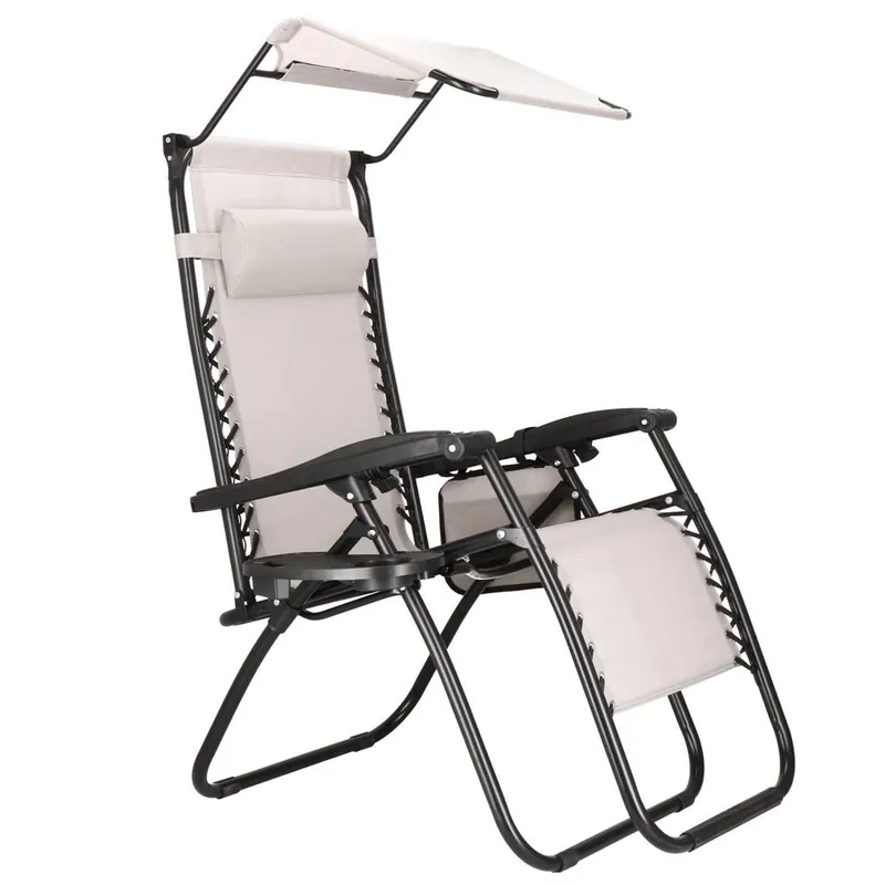 RESIGILAT Sezlong pliabil SERSIMO GC11, Relax Zero Gravity cu parasolar, 175cm, gri Preț redus