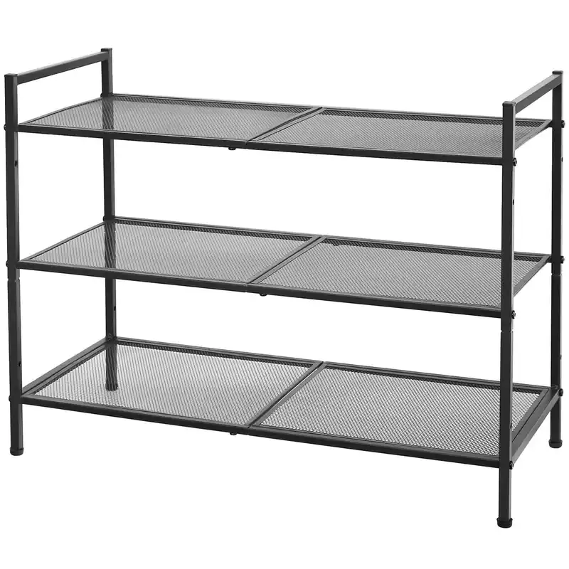 SONGMICS Etajera pantofi 3 niveluri, metalica, suprapozabila, 68x30x53 cm, negru Noutate